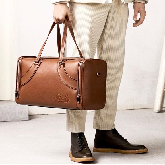 Bally Other - BALLY Fred Beige Leather Logo Duffle Bag Weekender
